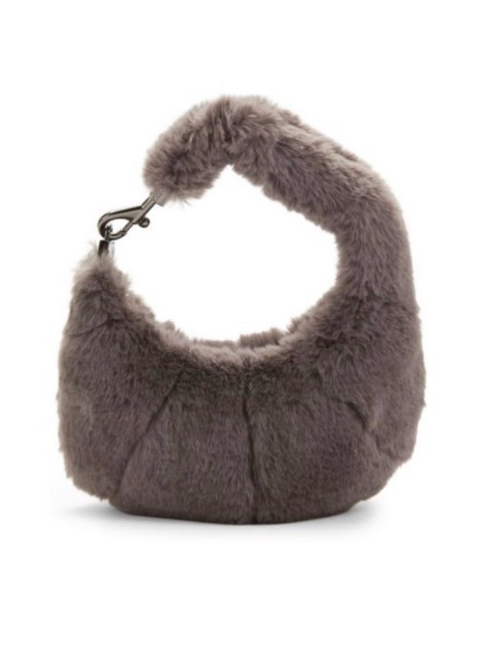 Plush Faux Fur Hobo Bag in Taupe